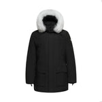 Indlæs billede til gallerivisning Men's Glacier Down Parka Jacket in Black (White Fox Hood Trim) FEVANI