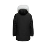 Indlæs billede til gallerivisning Men's Glacier Down Parka Jacket in Black (White Fox Hood Trim) FEVANI