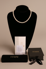 Carica l'immagine nel visualizzatore di Gallery, Collana da donna con perle bianche opaline - Maglia in argento sterling 925 con finitura stratificata in oro 18 carati