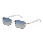 Load image into Gallery viewer, Men's Fevani Light Blue Rectangle Exclusive Wood Frame Sunglasses FEVANI