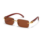 Load image into Gallery viewer, Men's Fevani Dark Brown Rectangle Exclusive Wood Frame Sunglasses FEVANI