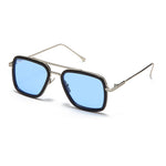 Load image into Gallery viewer, Men's Fevani Light Blue Platinum Square Oversized Sunglasses FEVANI