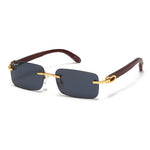Afbeelding in Gallery-weergave laden, Men's Fevani Black Rectangle Exclusive Wood Frame Sunglasses FEVANI
