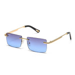 Load image into Gallery viewer, Men's Fevani Grey Blue Classic Platinum Rectangular Metal Sunglasses FEVANI