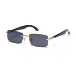 Load image into Gallery viewer, Men's Fevani Dark Grey Rectangle Exclusive Wood Frame Sunglasses FEVANI