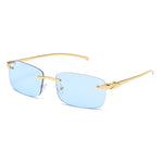 Load image into Gallery viewer, Men's Fevani Light Blue Vintage Rimless Rectangle Sunglasses FEVANI