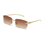 Load image into Gallery viewer, Men's Fevani Brown Vintage Rimless Rectangle Sunglasses FEVANI
