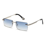 Load image into Gallery viewer, Men's Fevani Light Blue Classic Platinum Rectangular Metal Sunglasses FEVANI