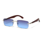 Load image into Gallery viewer, Men's Fevani Blue Rectangle Exclusive Wood Frame Sunglasses FEVANI
