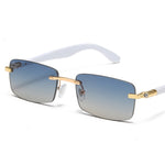 Load image into Gallery viewer, Men's Fevani Light Blue Rectangle Exclusive Wood Frame Sunglasses FEVANI