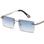 Load image into Gallery viewer, Men's Fevani Light Blue Classic Platinum Rectangular Metal Sunglasses FEVANI