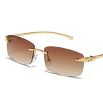 Load image into Gallery viewer, Men's Fevani Brown Vintage Rimless Rectangle Sunglasses FEVANI
