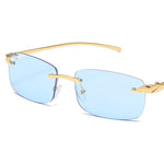 Load image into Gallery viewer, Men's Fevani Light Blue Vintage Rimless Rectangle Sunglasses FEVANI