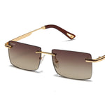 Load image into Gallery viewer, Men's Fevani Dark Brown Classic Platinum Rectangular Metal Sunglasses FEVANI