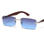 Load image into Gallery viewer, Men's Fevani Blue Rectangle Exclusive Wood Frame Sunglasses FEVANI