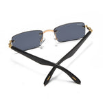 Load image into Gallery viewer, Men's Fevani Dark Grey Rectangle Exclusive Wood Frame Sunglasses FEVANI