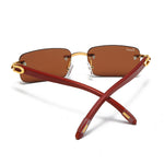 Load image into Gallery viewer, Men's Fevani Dark Brown Rectangle Exclusive Wood Frame Sunglasses FEVANI