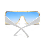 Load image into Gallery viewer, Women's Fevani Bouclier White Blue Square Oversized Sunglasses FEVANI