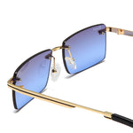 Load image into Gallery viewer, Men's Fevani Grey Blue Classic Platinum Rectangular Metal Sunglasses FEVANI