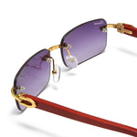 Load image into Gallery viewer, Men's Fevani Violet Rectangle Exclusive Wood Frame Sunglasses FEVANI
