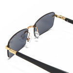 Load image into Gallery viewer, Men's Fevani Dark Grey Rectangle Exclusive Wood Frame Sunglasses FEVANI