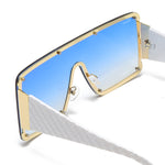 Load image into Gallery viewer, Women's Fevani Bouclier White Blue Square Oversized Sunglasses FEVANI