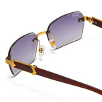 이미지를 갤러리 뷰어에 로드 , Men's Fevani Light Violet Rectangle Exclusive Wood Frame Sunglasses FEVANI