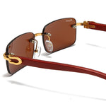 Load image into Gallery viewer, Men's Fevani Dark Brown Rectangle Exclusive Wood Frame Sunglasses FEVANI