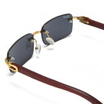 Afbeelding in Gallery-weergave laden, Men's Fevani Black Rectangle Exclusive Wood Frame Sunglasses FEVANI