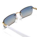 Load image into Gallery viewer, Men's Fevani Light Blue Rectangle Exclusive Wood Frame Sunglasses FEVANI