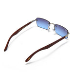 Load image into Gallery viewer, Men's Fevani Blue Rectangle Exclusive Wood Frame Sunglasses FEVANI