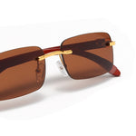 Load image into Gallery viewer, Men's Fevani Dark Brown Rectangle Exclusive Wood Frame Sunglasses FEVANI