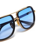 Load image into Gallery viewer, Men's Fevani Light Blue Gilded Square Oversized Sunglasses FEVANI
