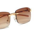 Load image into Gallery viewer, Men's Fevani Brown Vintage Rimless Rectangle Sunglasses FEVANI