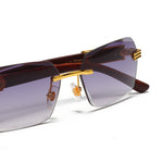 이미지를 갤러리 뷰어에 로드 , Men's Fevani Light Violet Rectangle Exclusive Wood Frame Sunglasses FEVANI