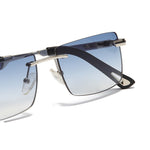 Load image into Gallery viewer, Men's Fevani Light Blue Classic Platinum Rectangular Metal Sunglasses FEVANI