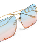 Load image into Gallery viewer, Women's Fevani Blue Pink Square Oversized Sunglasses FEVANI