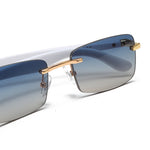 Load image into Gallery viewer, Men's Fevani Light Blue Rectangle Exclusive Wood Frame Sunglasses FEVANI
