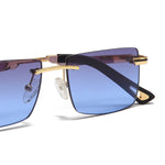 Load image into Gallery viewer, Men's Fevani Grey Blue Classic Platinum Rectangular Metal Sunglasses FEVANI
