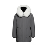 Load image into Gallery viewer, Men's Imperial Down Parka Jacket in Graphite Grey (White Fox Hood Trim) FEVANI