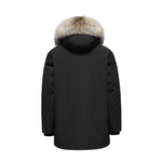 Last inn bildet i gallerivisningen, Men's Imperial Down Parka Jacket in Black (Light Fox Hood Trim) FEVANI