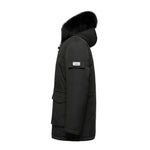 Load image into Gallery viewer, Men's Grandeur Down Parka Jacket in Black (Black Fox Hood Trim) FEVANI