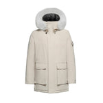 Load image into Gallery viewer, Men's Grandeur Down Parka Jacket in White (White Fox Hood Trim) FEVANI