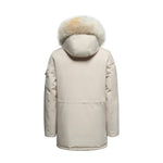 Load image into Gallery viewer, Men's Grandeur Down Parka Jacket in White (Light Fox Hood Trim) FEVANI