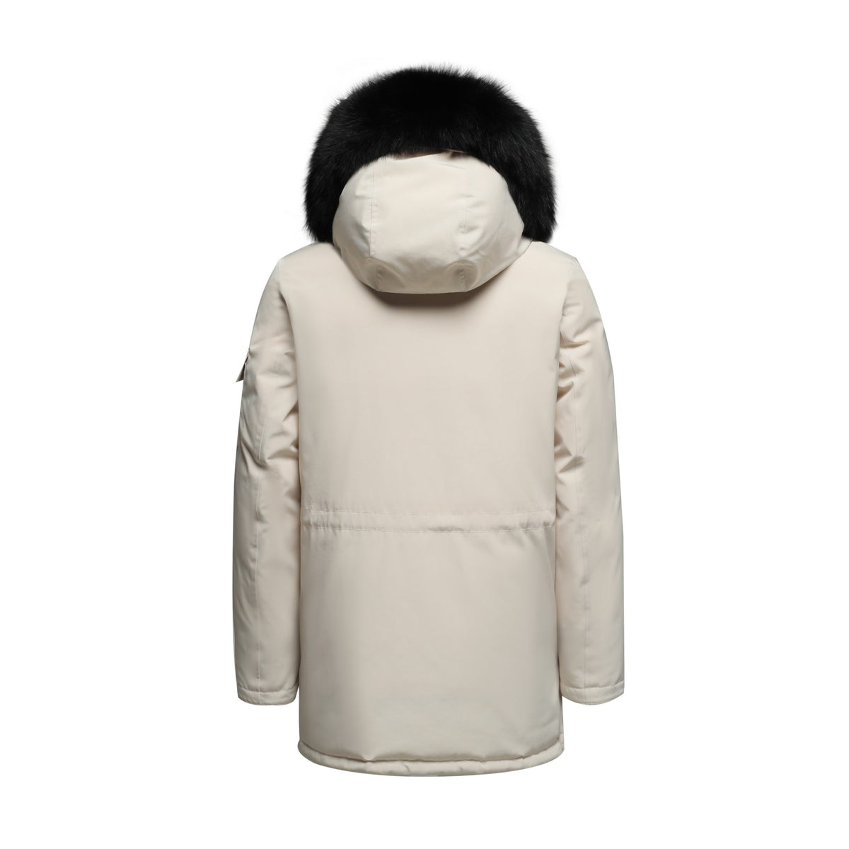 Men's Grandeur Down Parka Jacket in White (Black Fox Hood Trim
