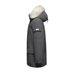 Cargar imagen en el visor de la galería, Men's Majestic Down Parka Jacket in Grey (Light Fox Hood Trim) FEVANI