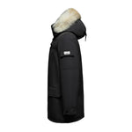 Last inn bildet i gallerivisningen, Men's Majestic Down Parka Jacket in Black (Light Fox Hood Trim) FEVANI
