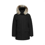 Load image into Gallery viewer, Men's Glacier Down Parka Jacket in Black (Light Fox Hood Trim) FEVANI
