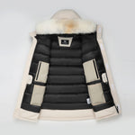 Load image into Gallery viewer, Men's Grandeur Down Parka Jacket in White (Light Fox Hood Trim) FEVANI