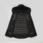 Load image into Gallery viewer, Men's Glacier Down Parka Jacket in Black (Black Fox Hood Trim) FEVANI